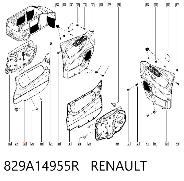 Обшивка-облицювання задніх дверей, лівою, внутрішня 829A14955R Renault (RVI)
