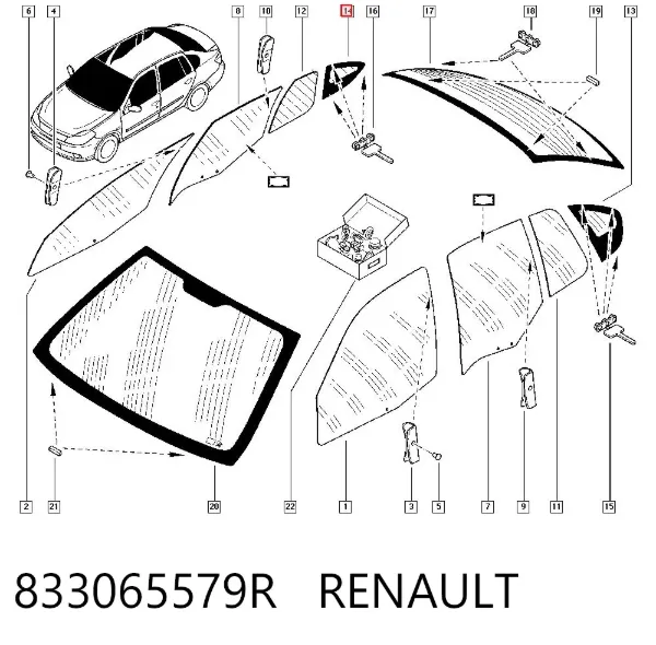 Скло бічне (спальника) праве 833065579R Renault (RVI)