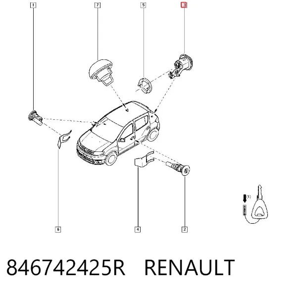 Личинка замка кришки багажника 846742425R Renault (RVI)