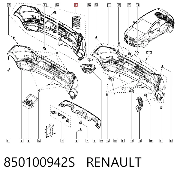 Задній бампер 850100942S Renault (RVI)