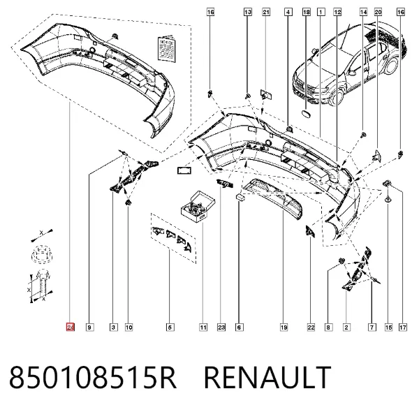 Задній бампер 850108515R Renault (RVI)