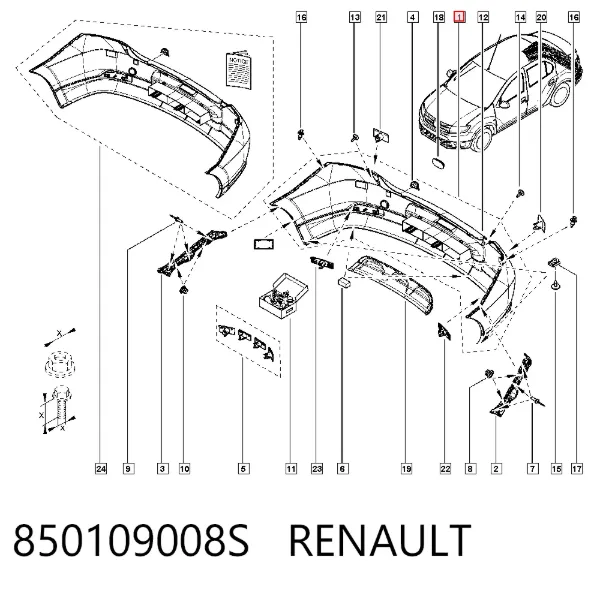 Задній бампер 850109008S Renault (RVI)