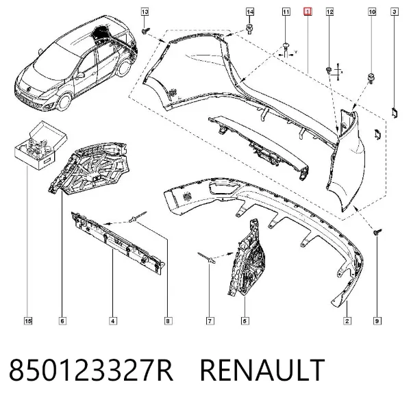 Задній бампер 850123327R Renault (RVI)