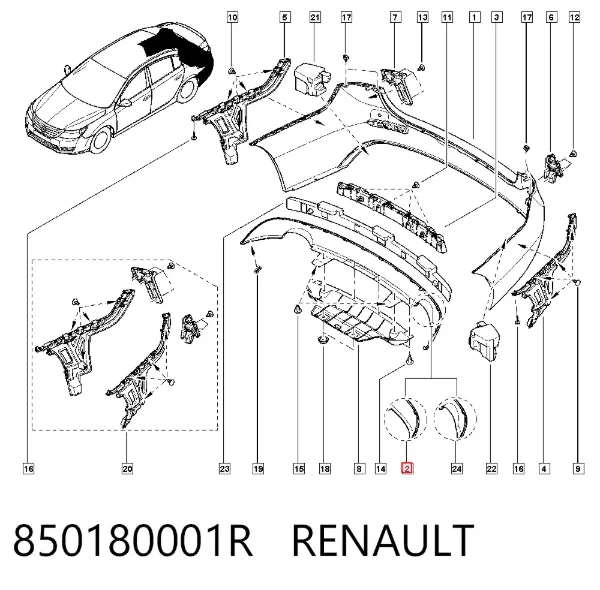 Бампер задній, нижня частина 850180001R Renault (RVI)