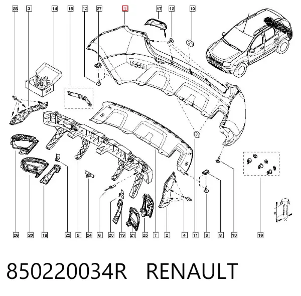 Задній бампер 850220034R Renault (RVI)