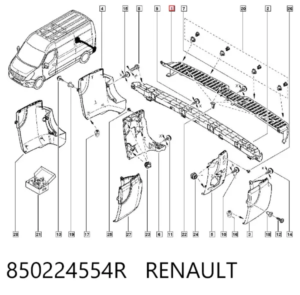 Задній бампер 850224554R Renault (RVI)