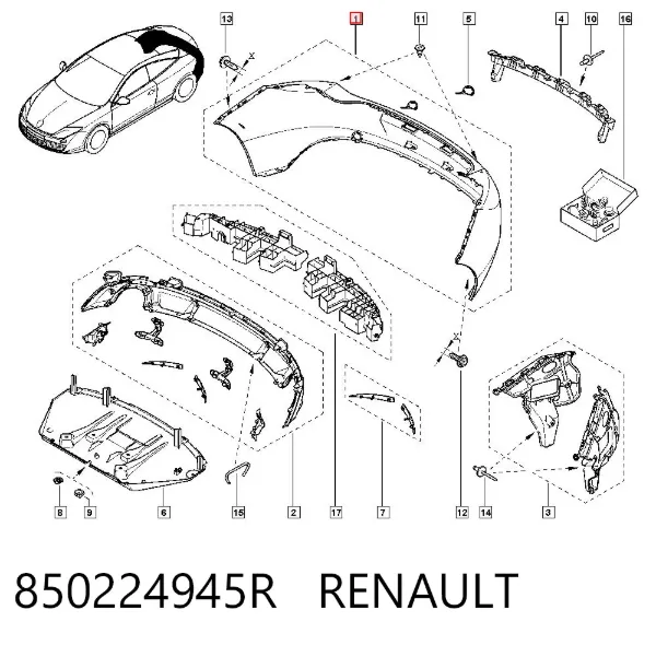 Задній бампер 850224945R Renault (RVI)