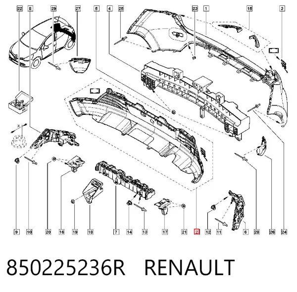 Бампер задній, нижня частина 850225236R Renault (RVI)