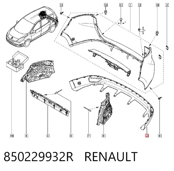 Бампер задній, нижня частина 850229932R Renault (RVI)