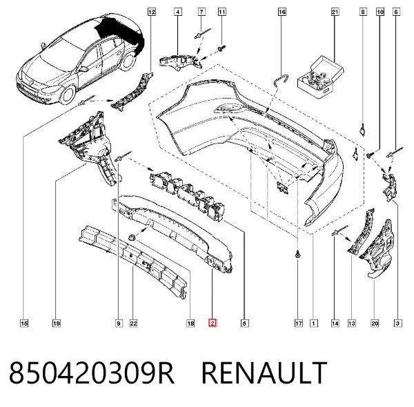 Абсорбер (наповнювач) бампера заднього 850420309R Renault (RVI)