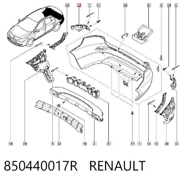 Кронштейн бампера заднього, зовнішній правий 850440017R Renault (RVI)