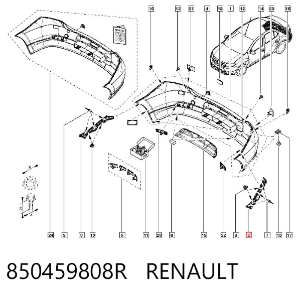 Кронштейн бампера заднього, лівий 850459808R Renault (RVI)