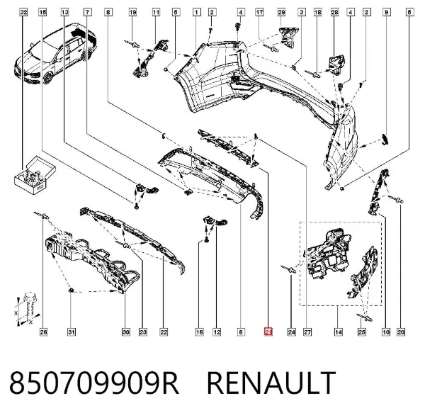 Накладка бампера заднього 850709909R Renault (RVI)