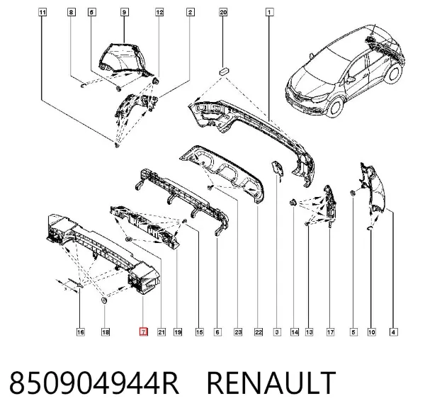 Підсилювач заднього бампера 850904944R Renault (RVI)