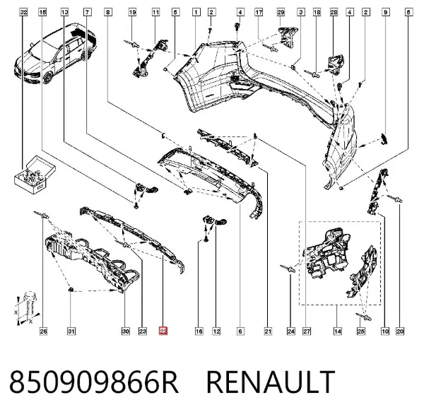Абсорбер (наповнювач) бампера заднього 850909866R Renault (RVI)