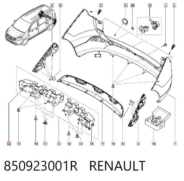 Абсорбер (наповнювач) бампера заднього 850923001R Renault (RVI)