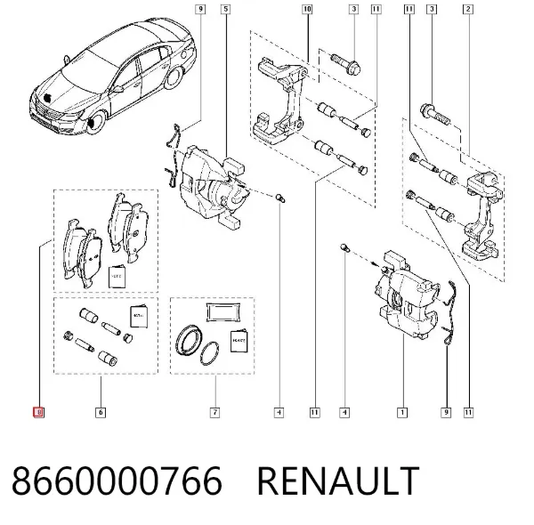 Передні тормозні колодки 8660000766 Renault (RVI)