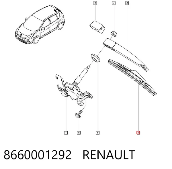 Задня щітка 8660001292 Renault (RVI)