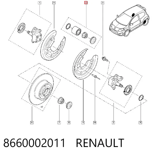 Підшипник задньої ступиці 8660002011 Renault (RVI)