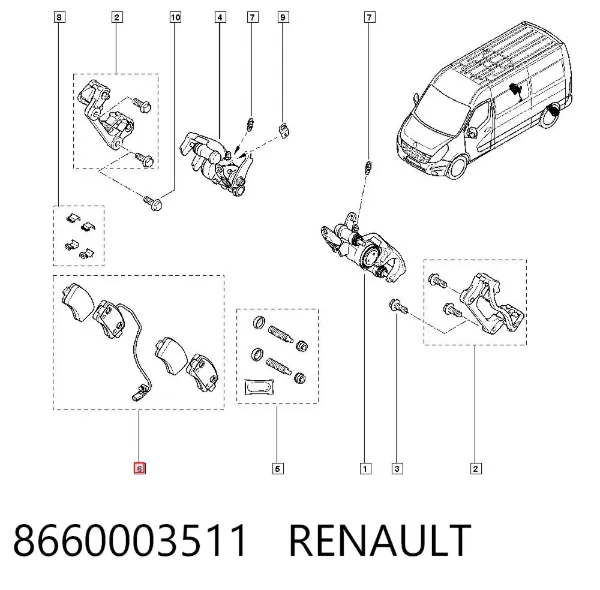 Задні гальмівні колодки 8660003511 Renault (RVI)
