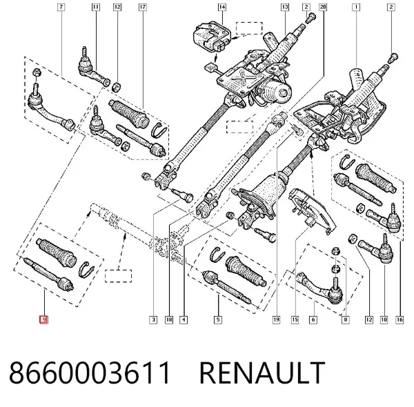 Рульова тяга 8660003611 Renault (RVI)