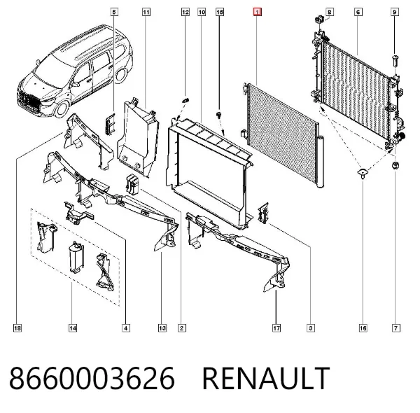 Радіатор кондиціонера 8660003626 Renault (RVI)