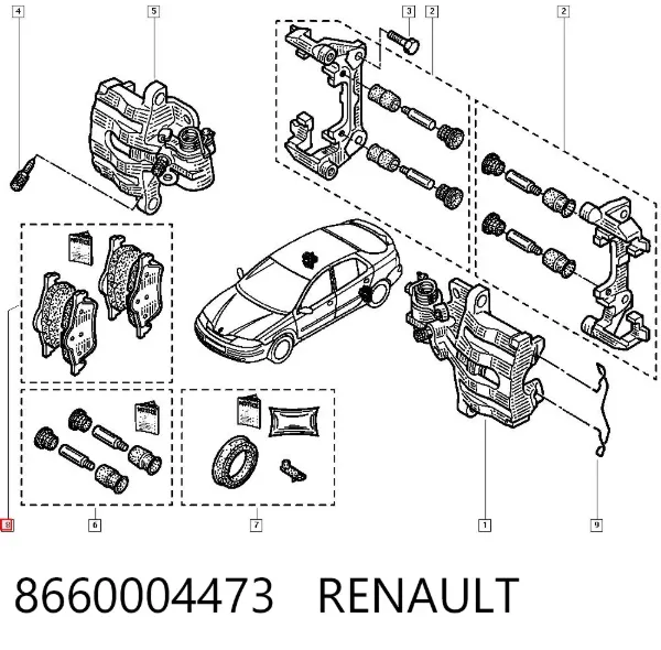 Задні гальмівні колодки 8660004473 Renault (RVI)