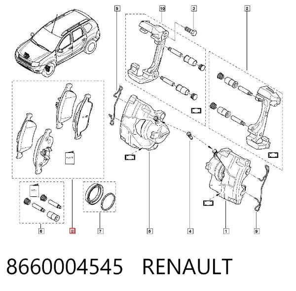 Передні тормозні колодки 8660004545 Renault (RVI)