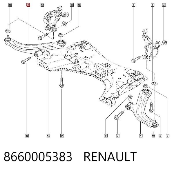 Важіль передньої підвіски нижній, правий 8660005383 Renault (RVI)