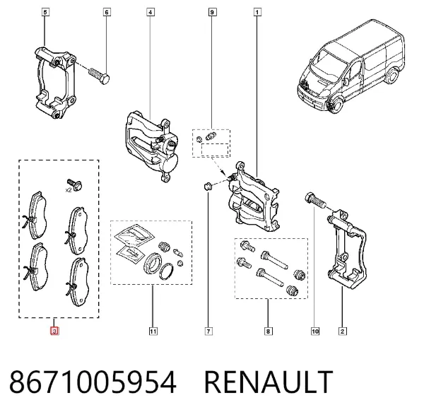 Передні тормозні колодки 8671005954 Renault (RVI)