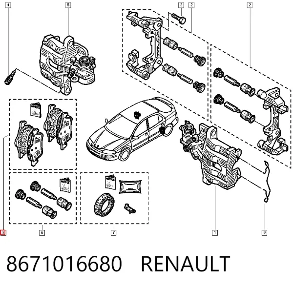 Задні гальмівні колодки 8671016680 Renault (RVI)