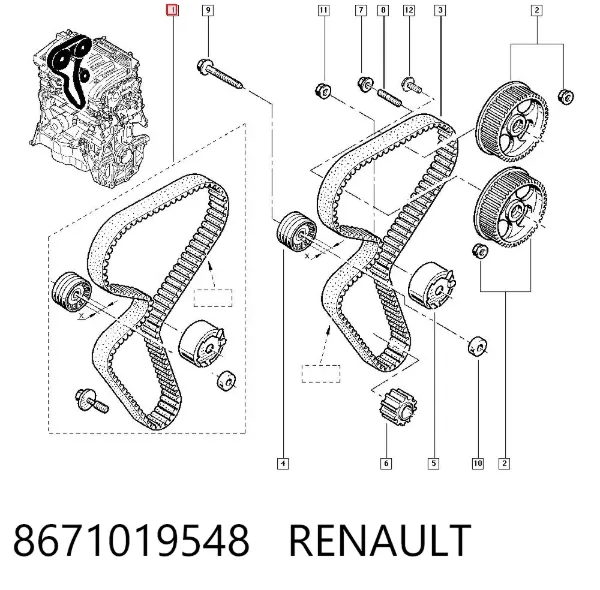 Комплект ГРМ 8671019548 Renault (RVI)