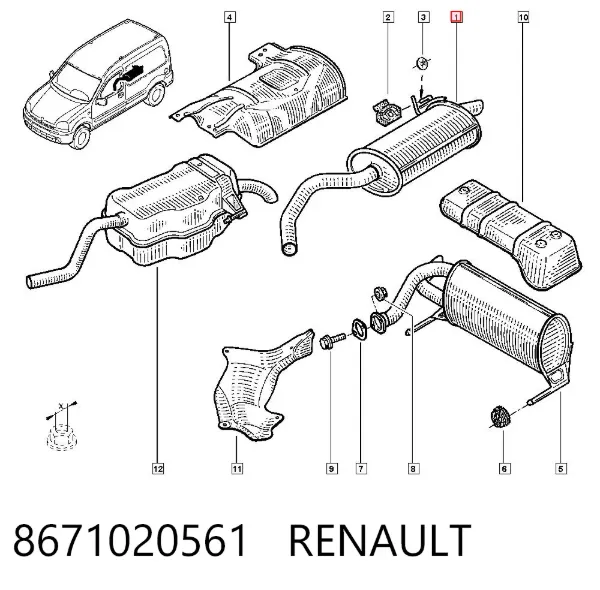 Глушник, задня частина 8671020561 Renault (RVI)