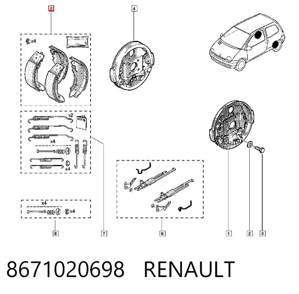 Колодки гальмові задні, барабанні 8671020698 Renault (RVI)