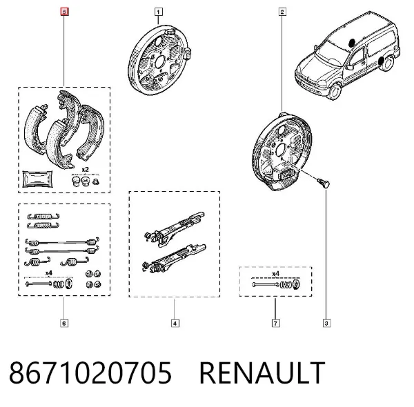 Колодки гальмові задні, барабанні 8671020705 Renault (RVI)
