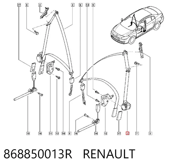 Пасок безпеки передній лівий 868850013R Renault (RVI)