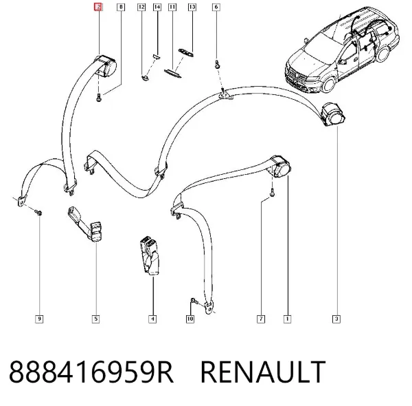 Пасок безпеки задній 888416959R Renault (RVI)