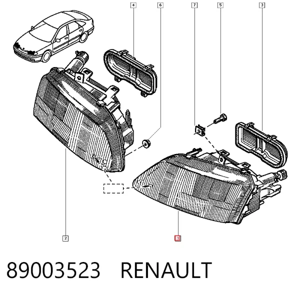 Фара ліва 89003523 Renault (RVI)