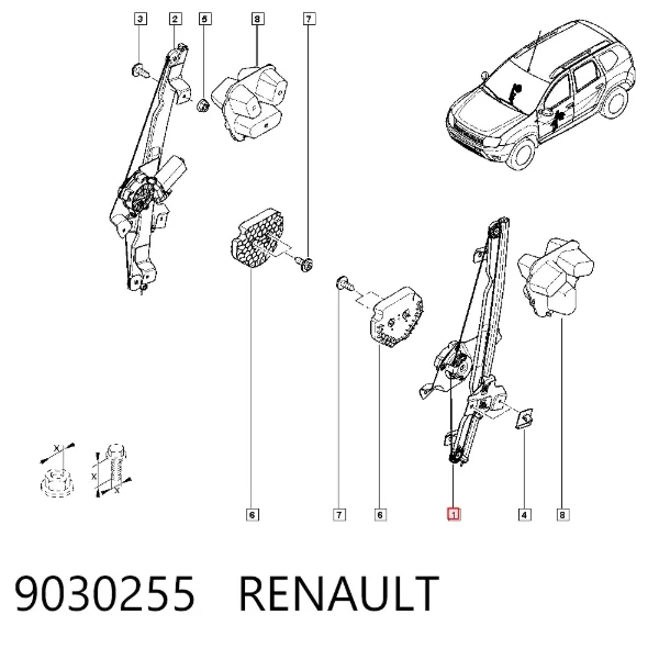 Склопідйомник передньої лівої двері 9030255 Renault (RVI)