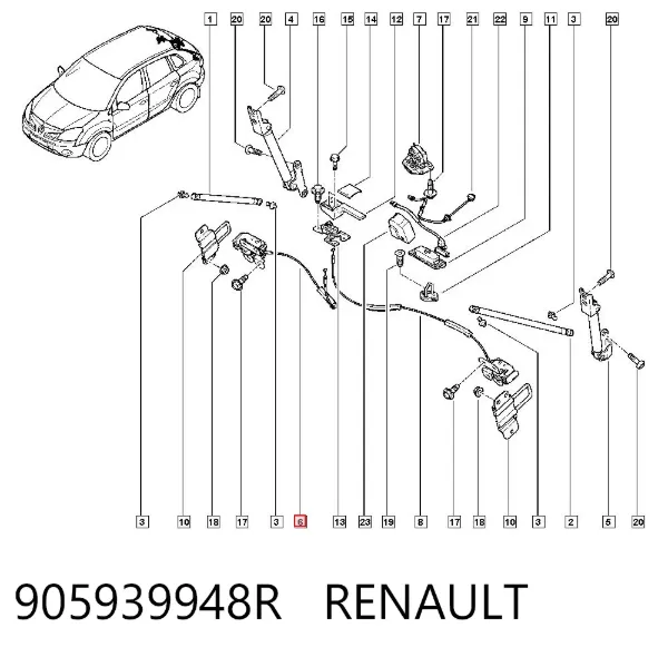 Замок багажника 905939948R Renault (RVI)