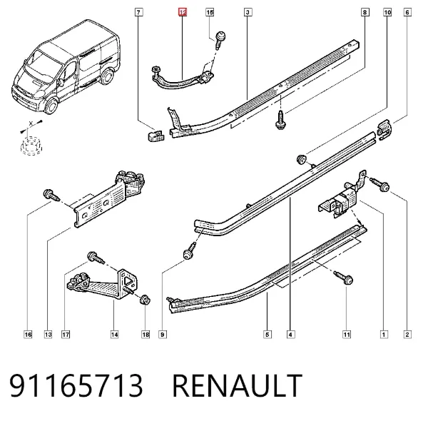 Ролик двері бічної/зсувної, правий верхній 91165713 Renault (RVI)
