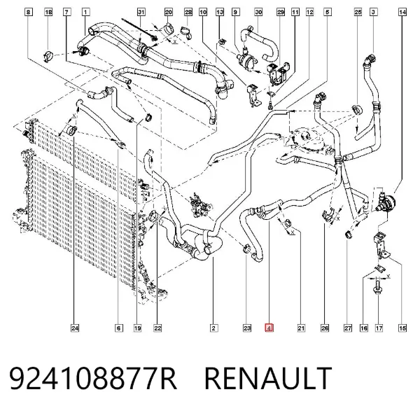 Шланг/патрубок радіатора охолодження, нижній 924108877R Renault (RVI)