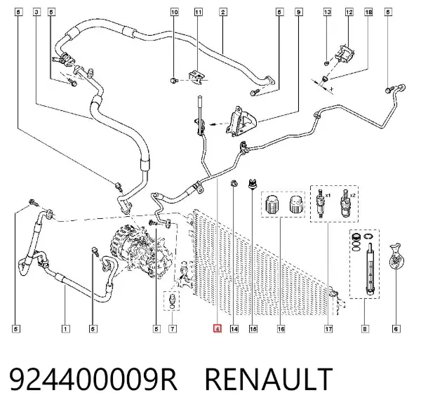 Шланг кондиціонера, від радіатора до випарника 924400009R Renault (RVI)