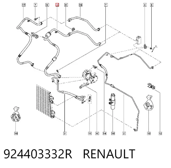 Шланг кондиціонера, від випарника до компресора 924403332R Renault (RVI)