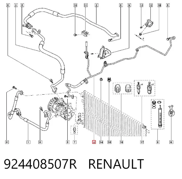 Шланг кондиціонера, від радіатора до випарника 924408507R Renault (RVI)