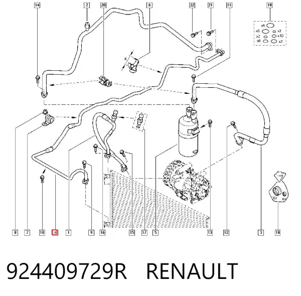 Шланг кондиціонера, від радіатора до випарника 924409729R Renault (RVI)
