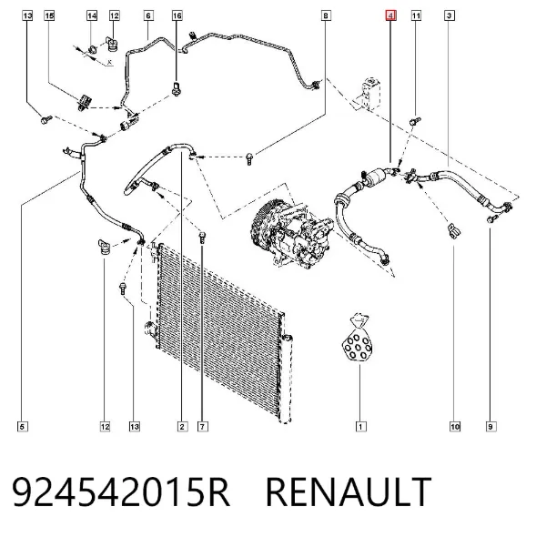Шланг кондиціонера, від випарника до компресора 924542015R Renault (RVI)