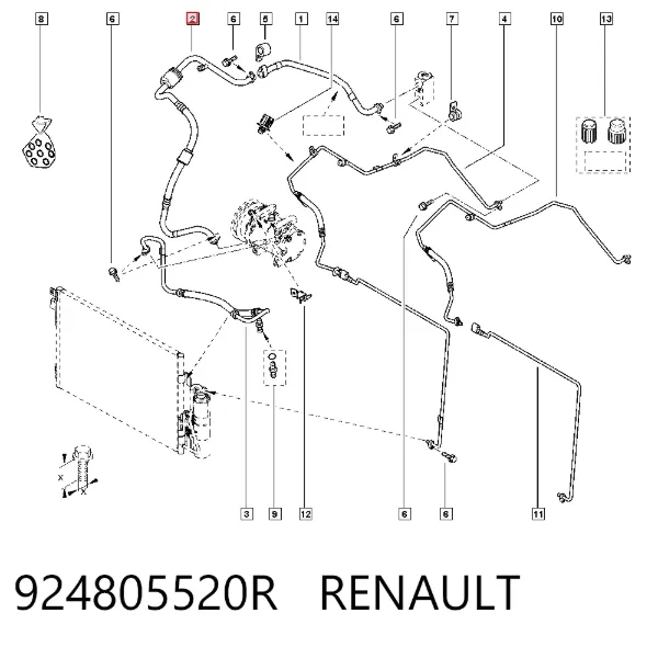 Шланг кондиціонера, від випарника до компресора 924805520R Renault (RVI)