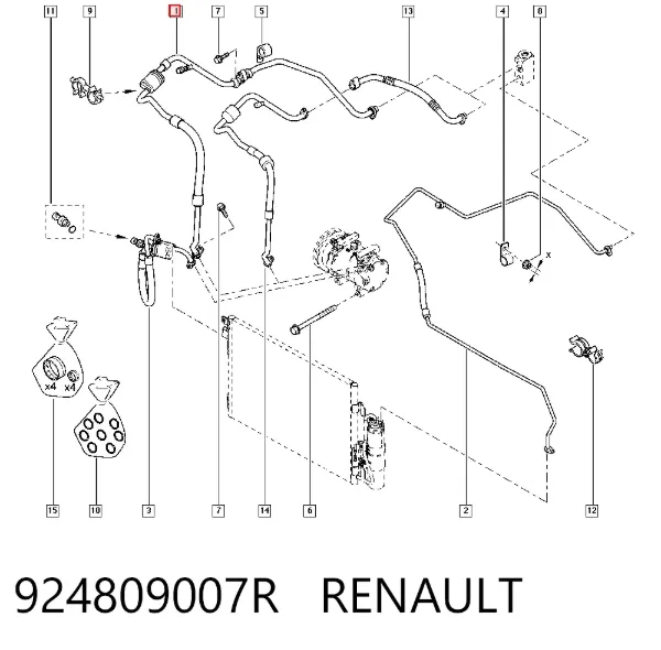 Шланг кондиціонера, від випарника до компресора 924809007R Renault (RVI)