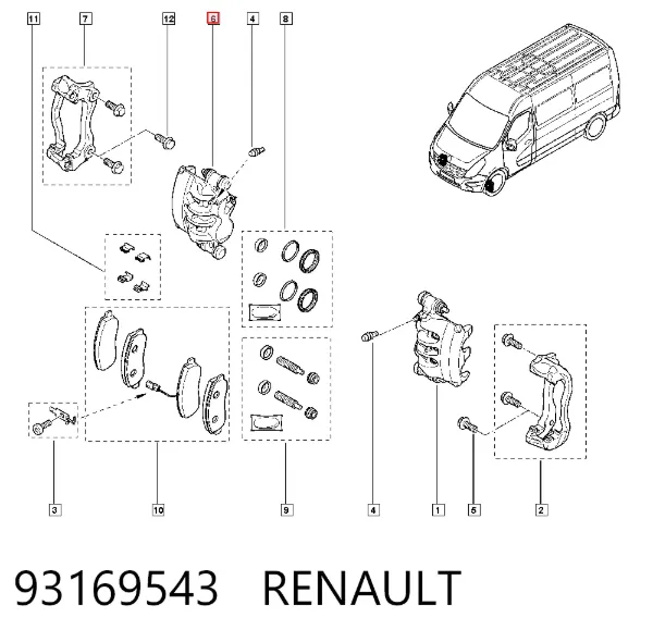 Супорт гальмівний передній правий 93169543 Renault (RVI)